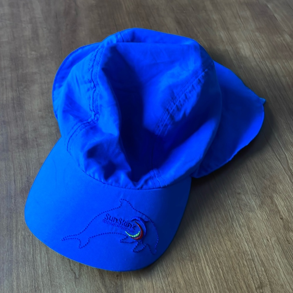 Boys Blue UV protection hat with ear & neck flaps, adjustable 50+UPF ag…